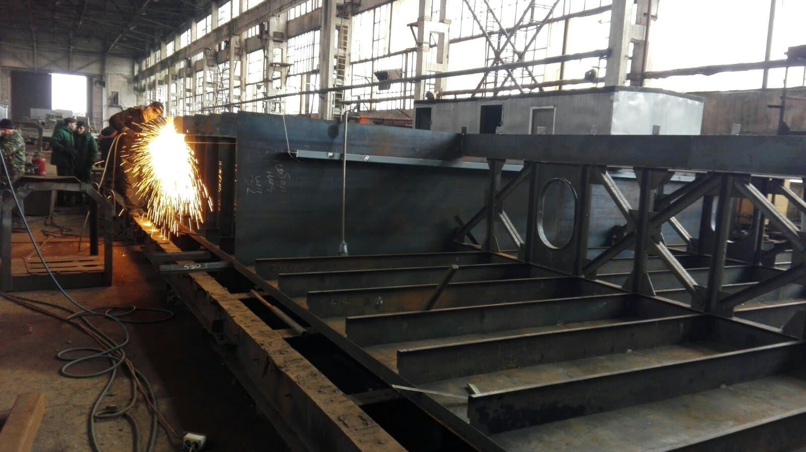 Welding works on the ferry pontoon